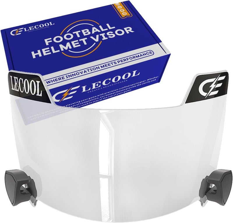 LeCool Football Visor – 3D Curved Lens Technology, Wide Field Vision, Fits Youth & Adult Helmets - Image 1